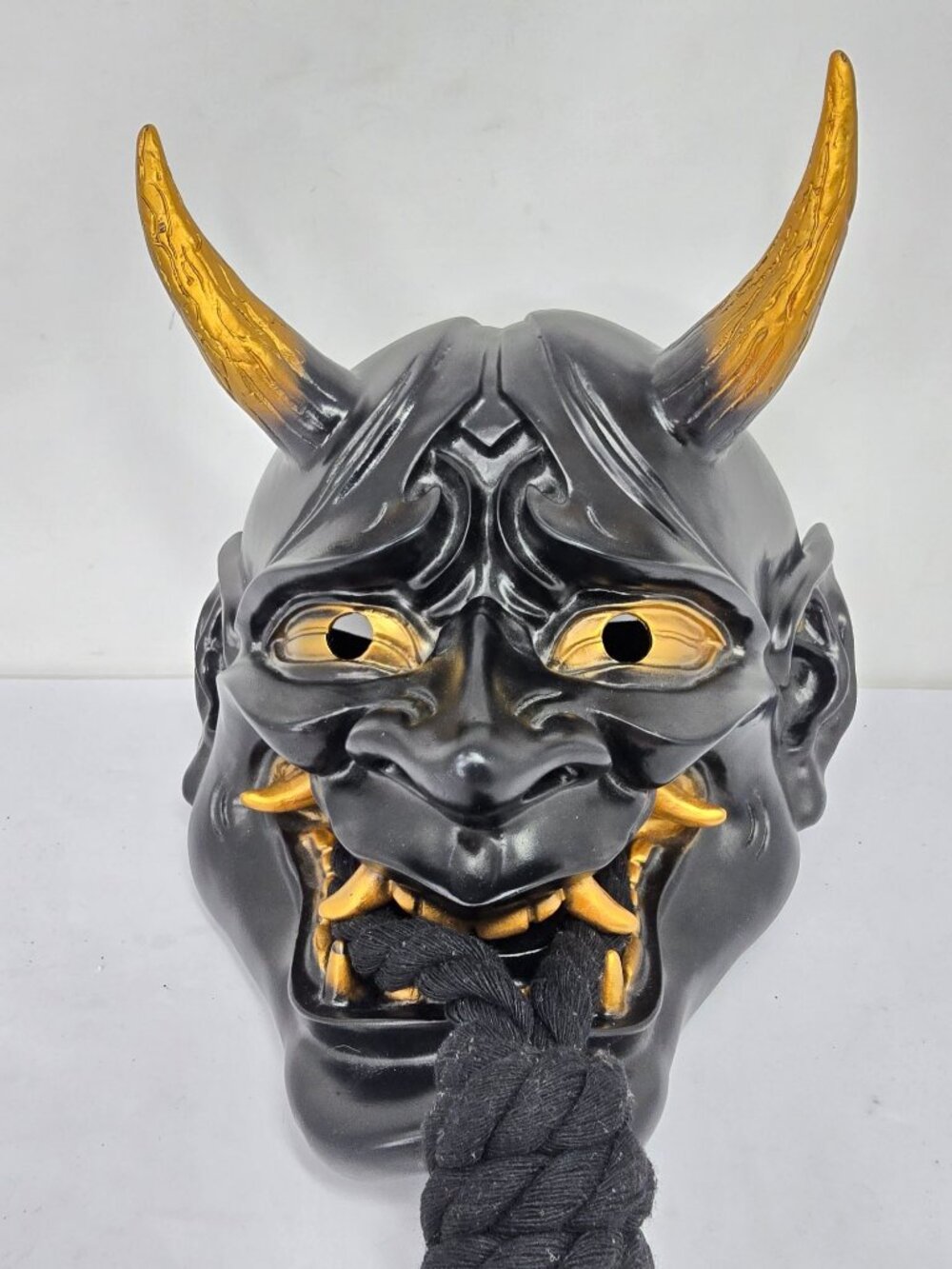 Prajna Tengu Cosplay Black/ Gold Mask Japanese Devil Demon Oni Samurai Mask